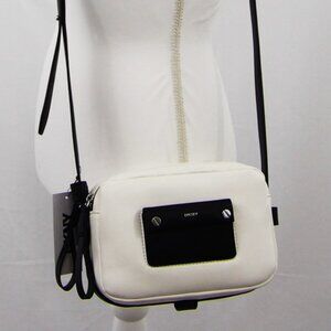 DKNY Ariana Camera Crossbody Bag White Black Contrast Pocket NWT R52EXL68